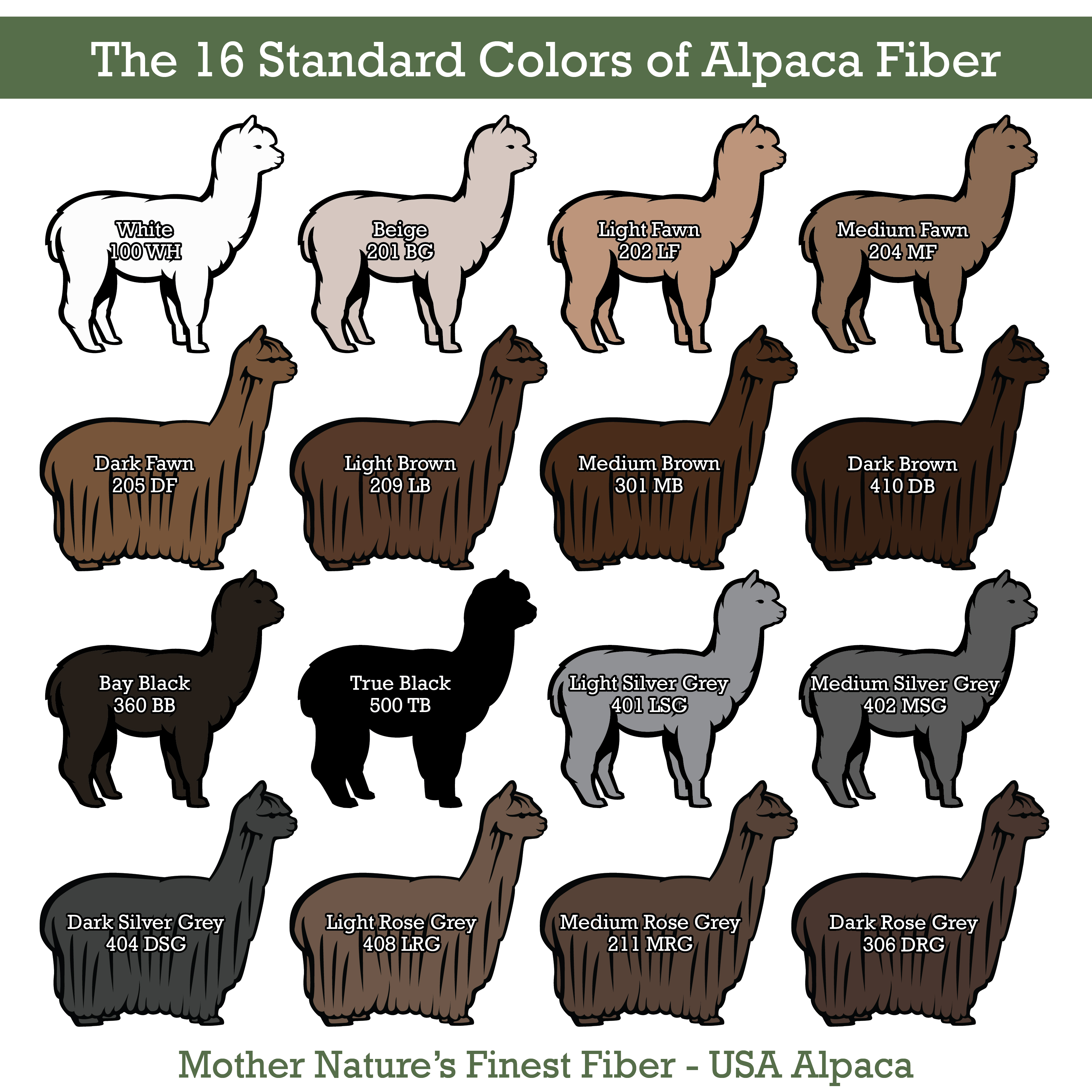 NEW Downloadable Content The 16 Standard Colors of Alpaca Fiber