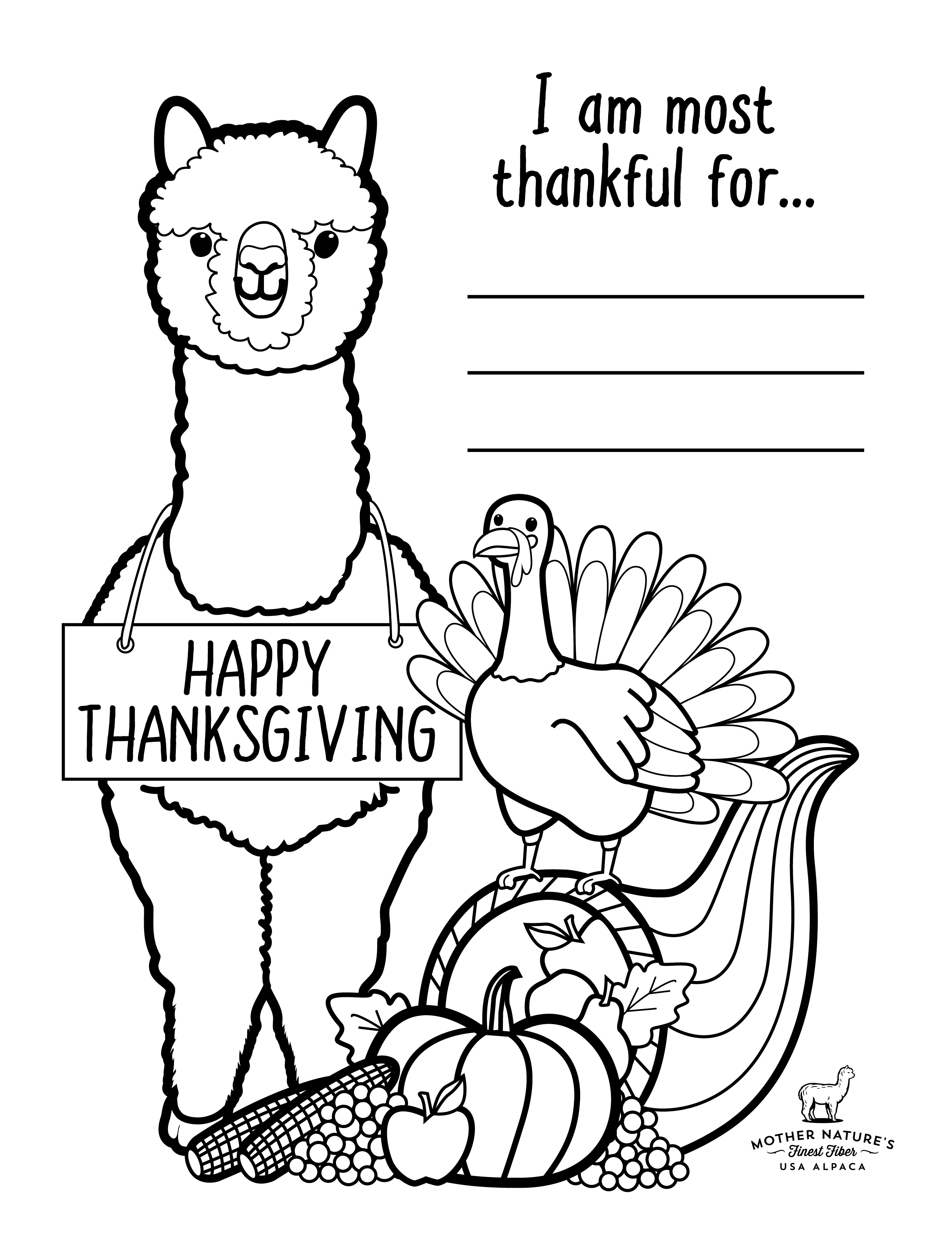 NEW Downloadable Content Thanksgiving Coloring Page
